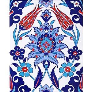 Armada Çini 20x25 Cm Ac 1004 Kırmızı Laleli Kütahya Çini Seramik Karo