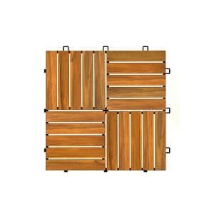 İnterbuild Masif Akasya Zemin Kaplaması 30x30 Cm 10 Adet Karo = 0,9 M2 Altın Tik